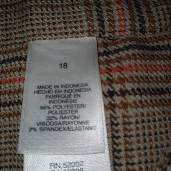 EUC Liz & Co Bootcut Dress Pants Womens Brown Plaid Stretch SHIPS FREE - Picture 5 of 5